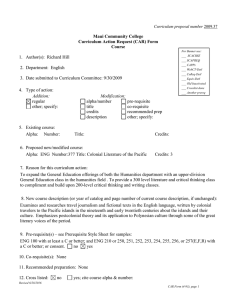 Maui Community College Curriculum Action Request (CAR) Form Course