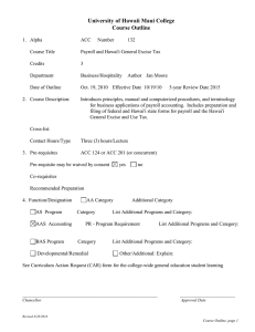 2010.23 - Accounting (ACC) 132: Payroll and Hawai'i General Excise Tax, Course Outline