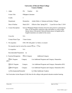 2010.33 - Filipino (FIL) 261: Philippine Literature, Course Outline