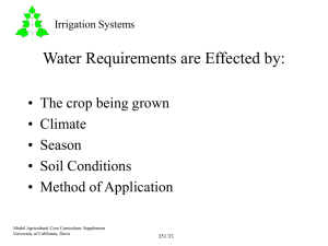 Water Requirements are Effected by: • The crop being grown • Climate
