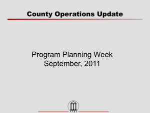 Program Planning Week September, 2011 County Operations Update