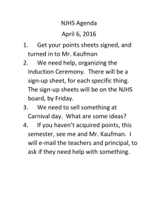 NJHS Agenda April 6, 2016 1. Get your points sheets signed, and