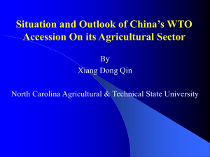 Situation and Outlook of China's WTO Accession On its Agricultural Sector