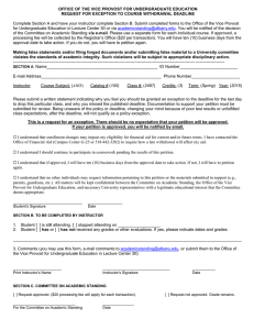 Request for Exception to Course Withdrawal Deadline