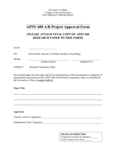 APSY 600 A/B Project Approval Form  RESEARCH PAPER TO THIS FORM)
