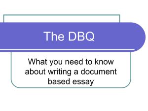 DBQ Essay Explanation/Peer Grading Exercise
