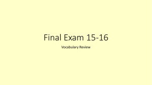 Final Exam 15-16 Vocabulary Review