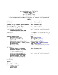 COUNCIL ON RESEARCH MEETING Wednesday, May 18, 2011 9:30 – 11:30 am