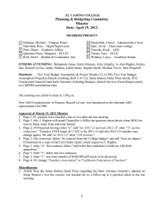 Planning &amp; Budgeting Committee Minutes Date: April 19, 2012
