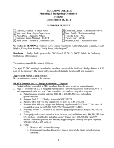 Planning &amp; Budgeting Committee Minutes Date: March 15, 2012