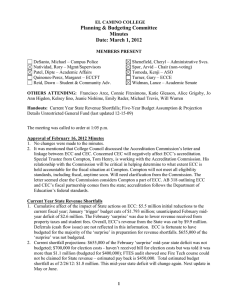 Planning &amp; Budgeting Committee Minutes Date: March 1, 2012