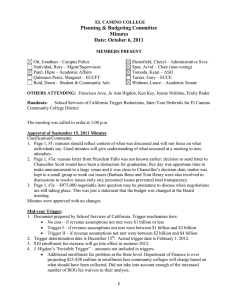 Planning &amp; Budgeting Committee Minutes Date: October 6, 2011
