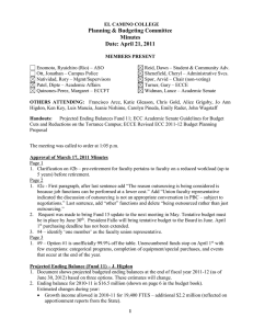 Planning &amp; Budgeting Committee Minutes Date: April 21, 2011