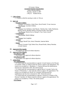 El Camino College Senate Meeting Minutes Thursday, March 22, 2007