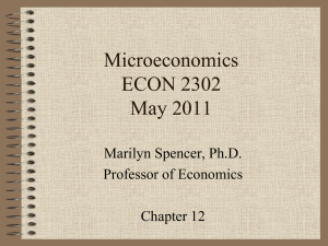 Microeconomics ECON 2302 May 2011 Marilyn Spencer, Ph.D.