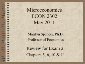 Microeconomics ECON 2302 May 2011 Review for Exam 2: