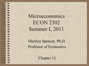 Microeconomics ECON 2302 Summer I, 2011 Marilyn Spencer, Ph.D.