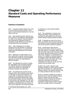 Chapter 11 Standard Costs and Operating Performance Measures Solutions to Questions