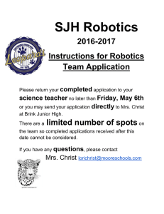 SJH Robotics 2016-2017 Instructions for Robotics Team Application