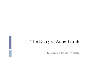 Diary of Anne Frank Bellwork Diary Excerpts
