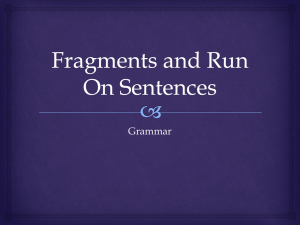 Fragments and Run Ons Instruction