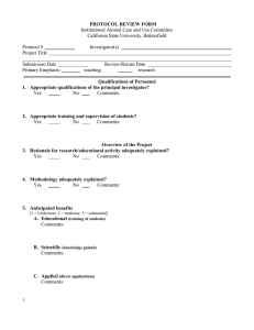 IACUC Protocol Review Form