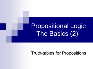 Propositional Logic and Truth Tables