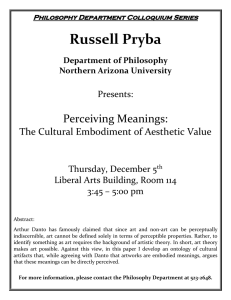 Russell Pryba Perceiving Meanings: The Cultural Embodiment of Aesthetic Value Presents:
