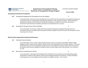 Department of Occupational Therapy Doctorate of Occupational Therapy Program Curriculum Content Threads