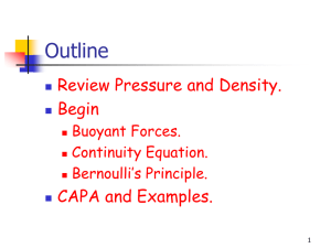 Outline Review Pressure and Density. Begin CAPA and Examples.
