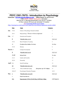 PSYC 2301 Spring 2011 Syllabi Mon-Weds -530-7 7-830pm.doc