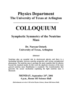 COLLOQUIUM Physics Department The University of Texas at Arlington