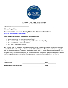 FACULTY AFFILIATE APPLICATION