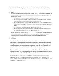 FERPA Policy (revised June 18, 2015 - non-substantive edit)