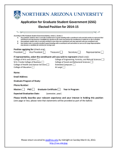Application for Graduate Student Government (GSG) Elected Position for 2014-15