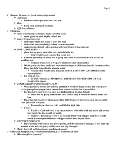 Page 1 Reasons for contract (state enforced promise) Autonomy
