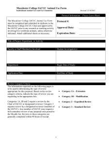 Institutional Animal Care and Use Committee (IACUC) Animal Use Form