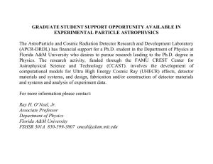 GRADUATE STUDENT SUPPORT OPPORTUNITY AVAILABLE IN EXPERIMENTAL PARTICLE ASTROPHYSICS