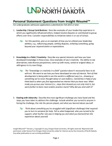 Personal Statement Questions from Insight Résumé (Word Document)