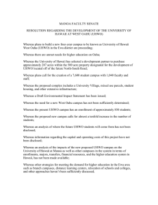 Manoa Faculty Senate Resolution Regarding the Development of UHWO