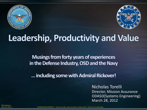 Keynote Address - Greater Effectiveness at Defense through VE by Nick Torelli, OSD