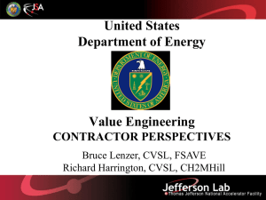 US Dept. of Energy VE by Bruce Lenzer, Synergy Value Solutions