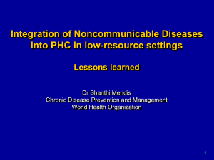 Integration of Noncommunicable Diseases into PHC in low-resource settings Lessons learned