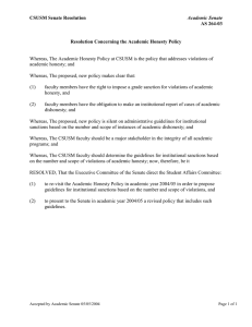 CSUSM Senate Resolution  AS 264-03 Resolution Concerning the Academic Honesty Policy