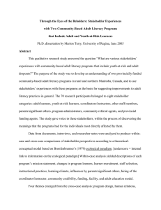 Through the Eyes of the Beholders: Stakeholder Experiences with Two Community-Based Adult Literacy Programs that Include Adult and Youth-at-Risk Learners