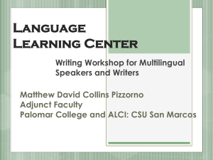 Language Learning Center Writing Workshop for Multilingual Speakers and Writers