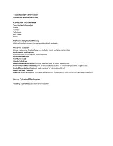 Texas Woman’s University School of Physical Therapy  Curriculum Vitae Format