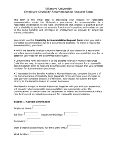 Villanova University Employee Disability Accommodation Request Form