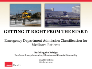 Getting it Right from the Start: Emergency Department Admission Classification for Medicare Patients