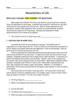 Worksheets Characteristics Of Life Worksheet characteristics of life packet ch 1 worksheet doc